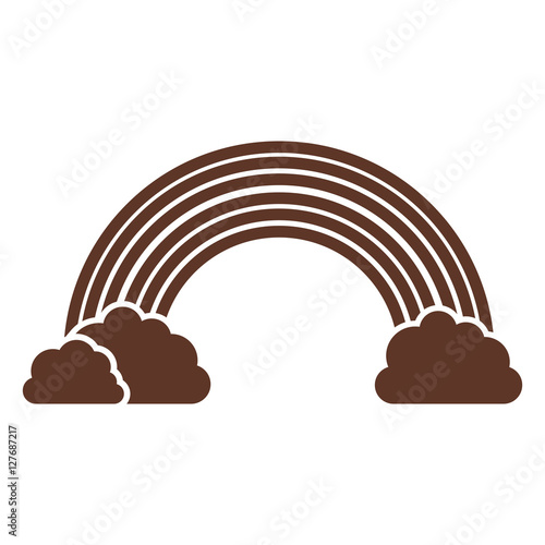 silhouette of rainbow and clouds in brown vector illustration