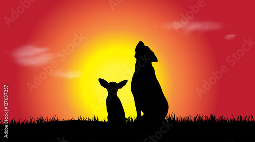 Vector silhouette of a dog.