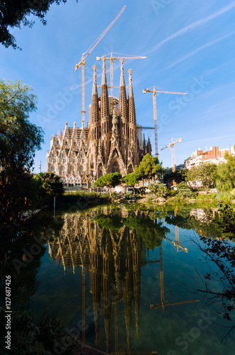  La Sagrada Familia, the cathedral designed by Antoni Gaudi in Barcelona - Spain.