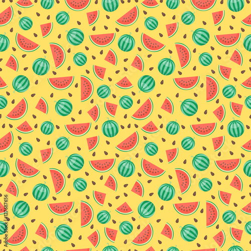 Fototapeta Naklejka Na Ścianę i Meble -  Fruits watermelon seamless patterns vector