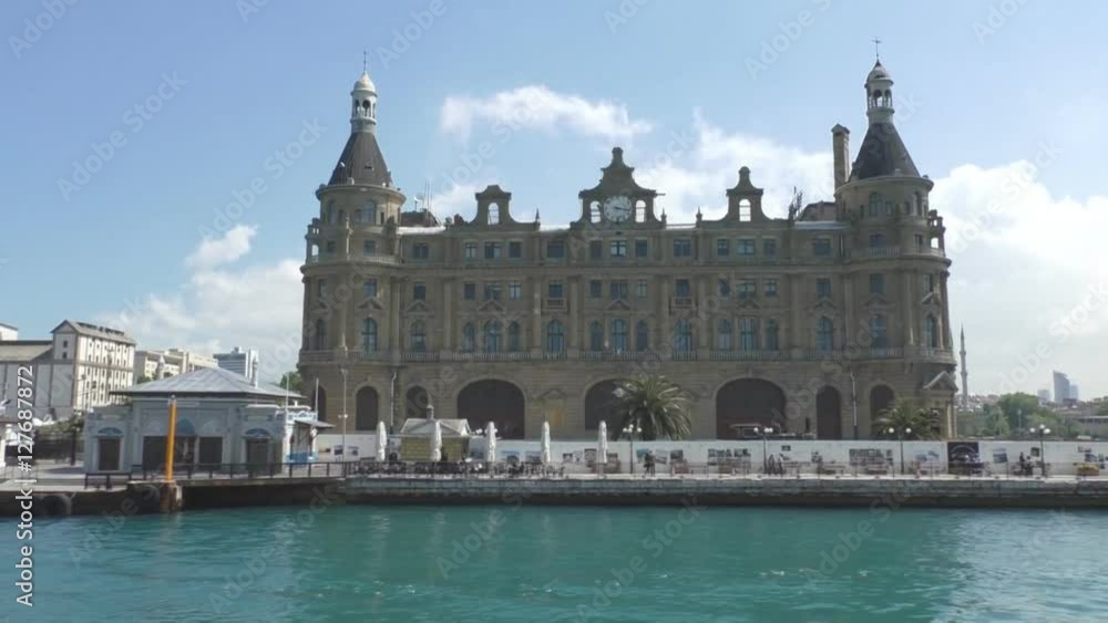Water boat trip on the Bosphorus in Istanbul, overlooking the city's coast
