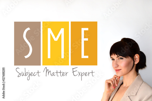 SME. Subject Matter Expert sign on white background