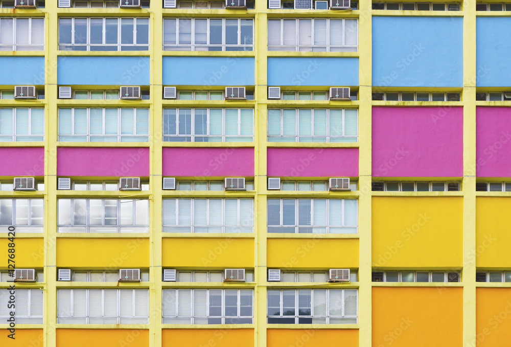 Colorful facade of building