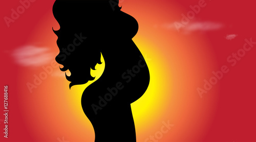 Vector silhouette of pregnant woman.