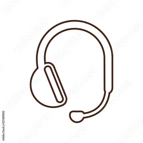 monochrome contour headset with microphone handsfree vector illustration