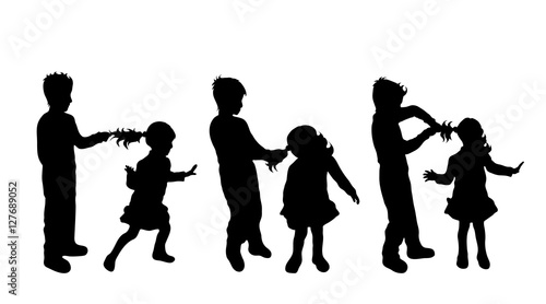 Vector silhouette of siblings.