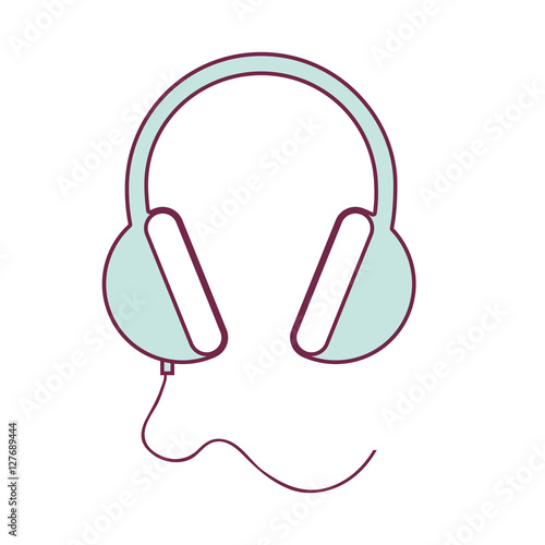 contour headset stereo sound in light blue vector illustration