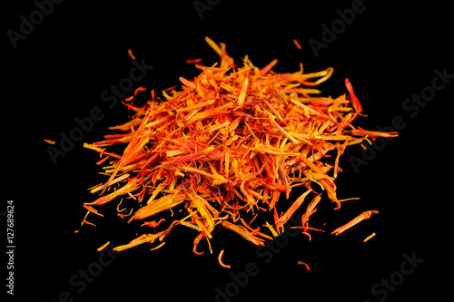 Safflower (Substitute for Saffron) on Black Background