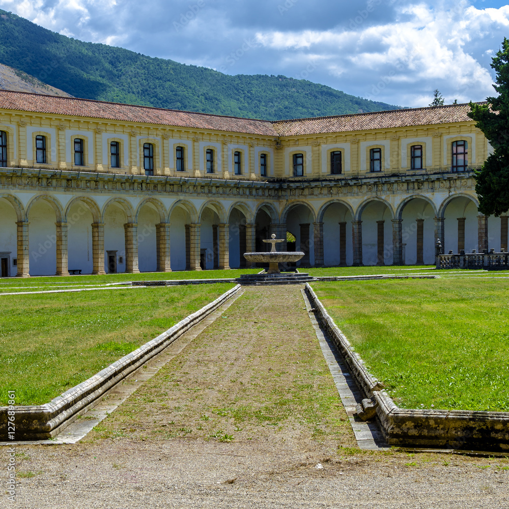 internal courtyard Certosa di San Lorenzo at Padula - Italy