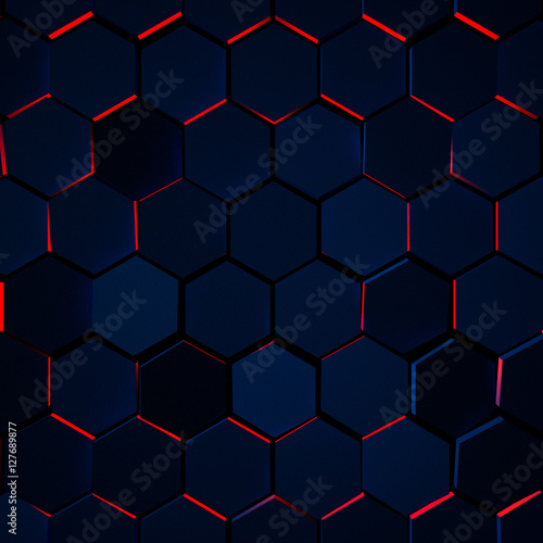 Dark Glowing Hexagon Background