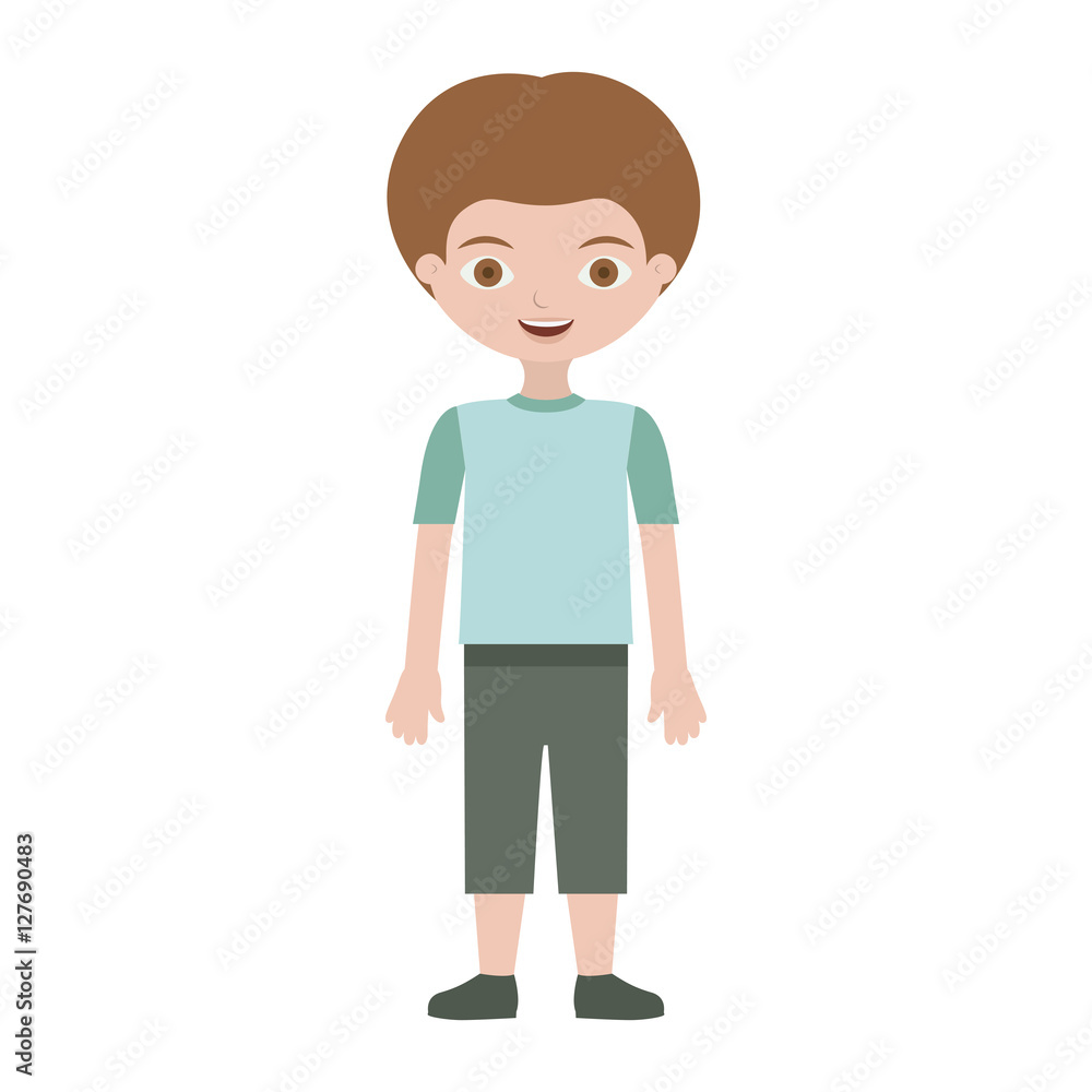 child with t-shirt and shorts vector illustration