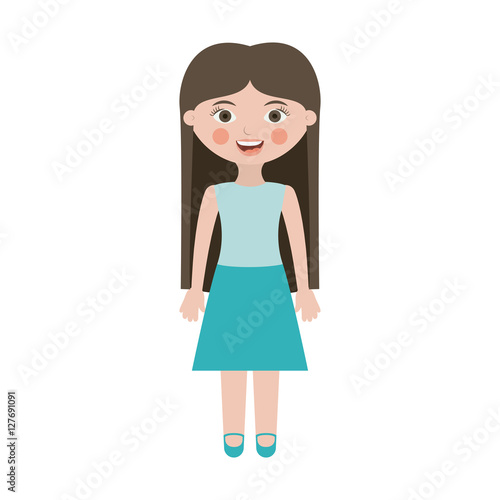 teen smiling with long hair and skirt vector illustration