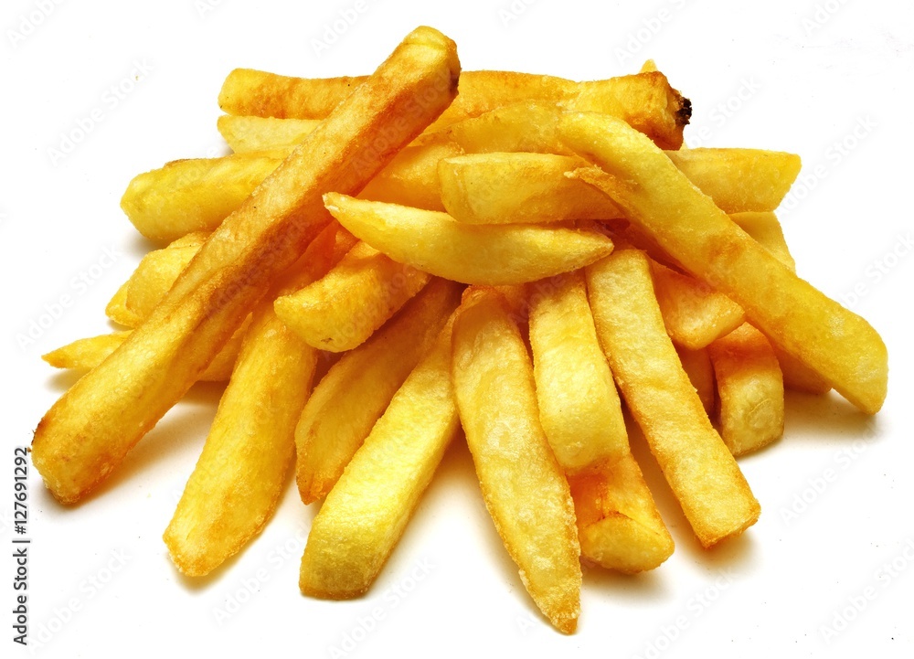 potato fry on white isolated background potato fry on white isolated background