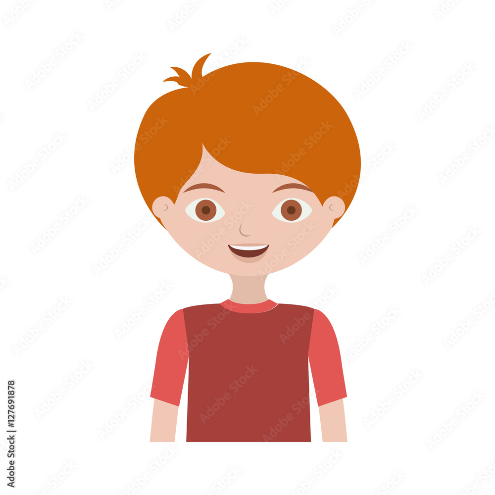 half body child with t-shirt and readhead vector illustration half body child with t-shirt and readhead vector illustration