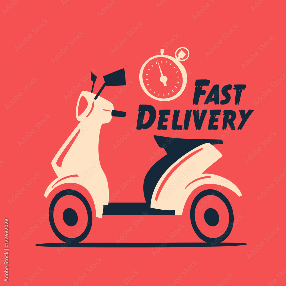 Fast and free delivery. Vector cartoon illustration.