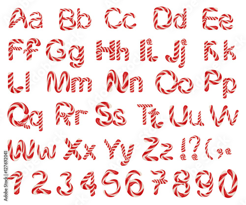 Christmas striped candy alphabet letters
