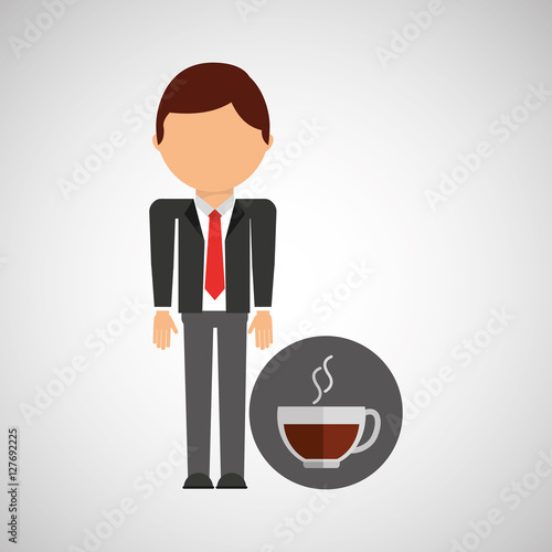 cup coffee business man suit worker icon vector illustration eps 10