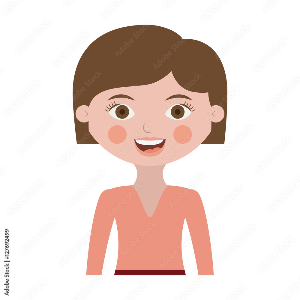 half body adult woman with short hair vector illustration half body adult woman with short hair vector illustration