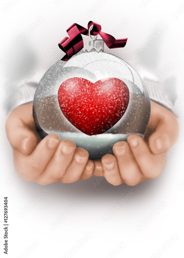 Bola cristal Navidad de nieve corazon Stock Illustration | Adobe Stock