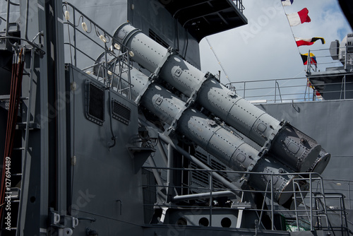 Bilde på lerret Military equipment, missiles launcher on the modern warship