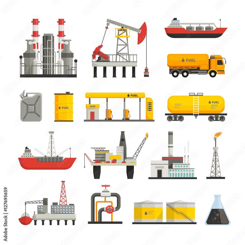 Oil Petrol Industry Icons Set