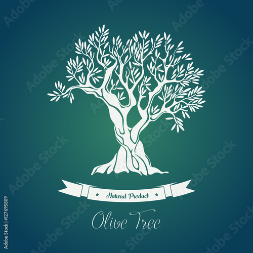 Bottle sticker with olive oil greece tree on it