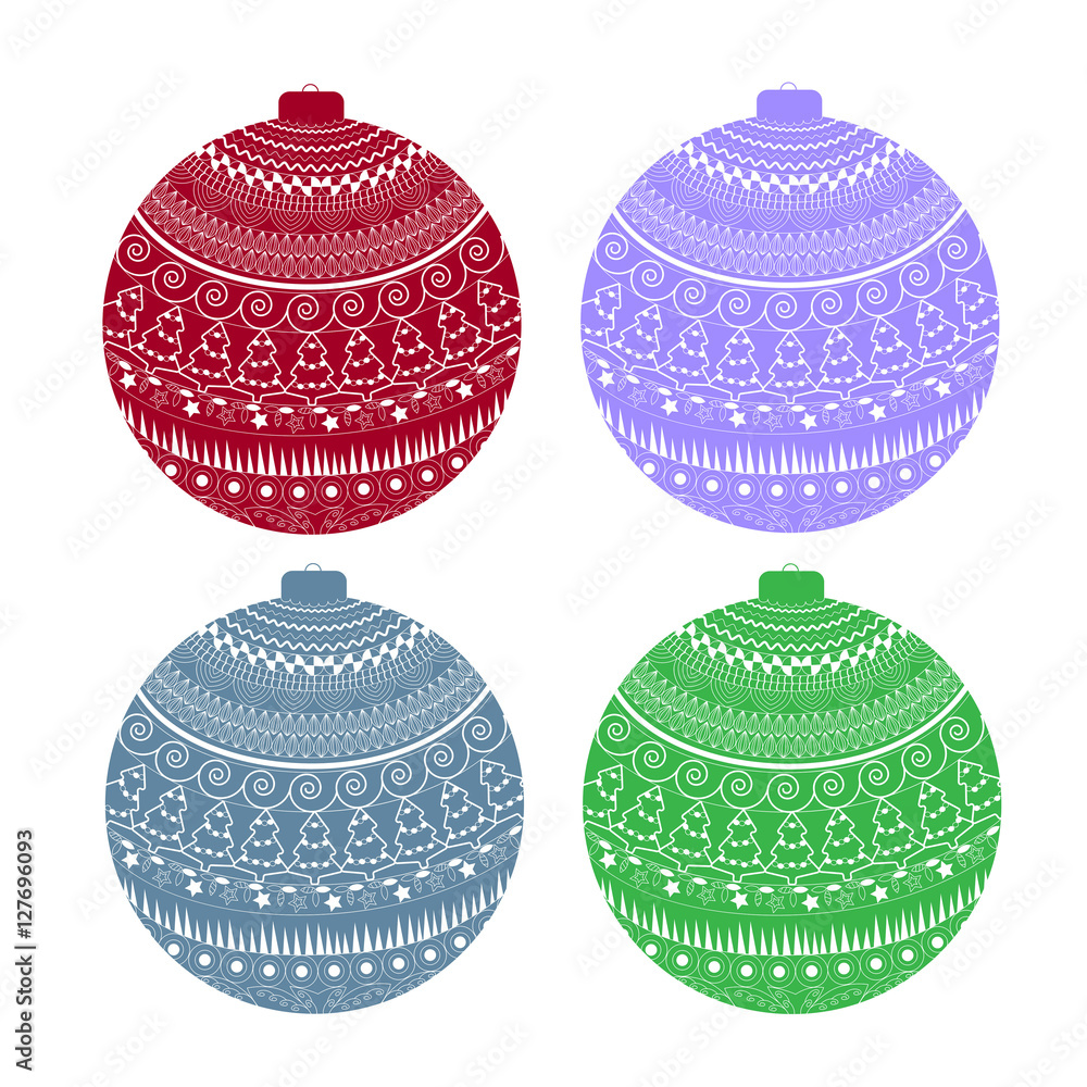 Set of color ball with white outline. Christmas pattern holiday greeting or invitation cards, print, wrapping paper. Vector illustration. Set of color ball with white outline. Christmas pattern holiday greeting or invitation cards, print, wrapping paper. Vector illustration.