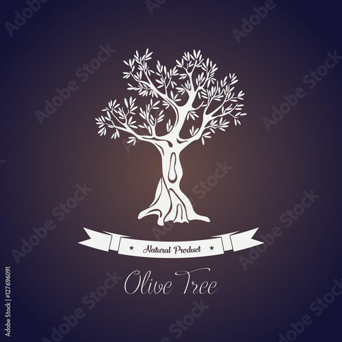 Stems with olive oil fruits on ancient greece tree