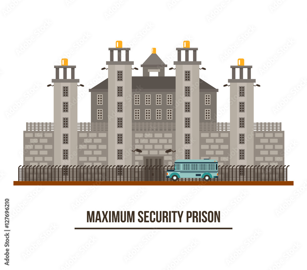 Towers and fence at maximum security prison