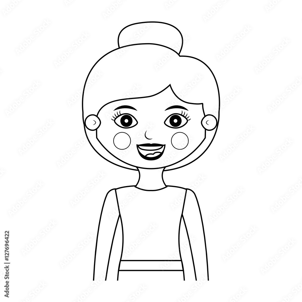 half body woman silhouette with collected hair vector illustration half body woman silhouette with collected hair vector illustration