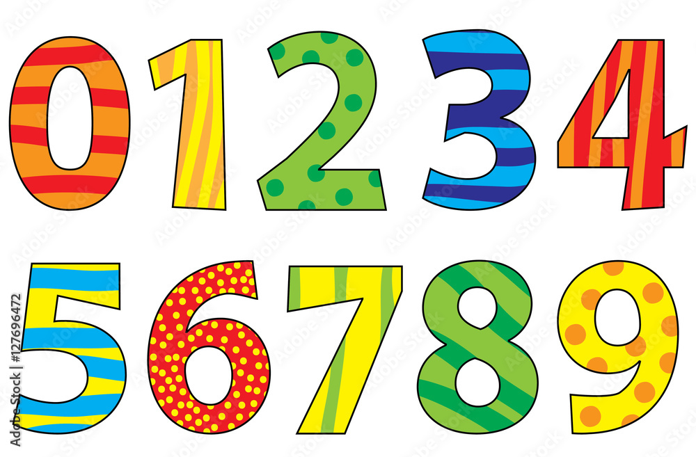 Nice colorful cartoon numbers set for children