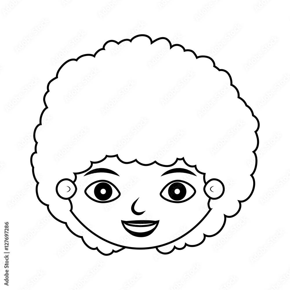 front face child silhouette with curly hair vector illustration front face child silhouette with curly hair vector illustration