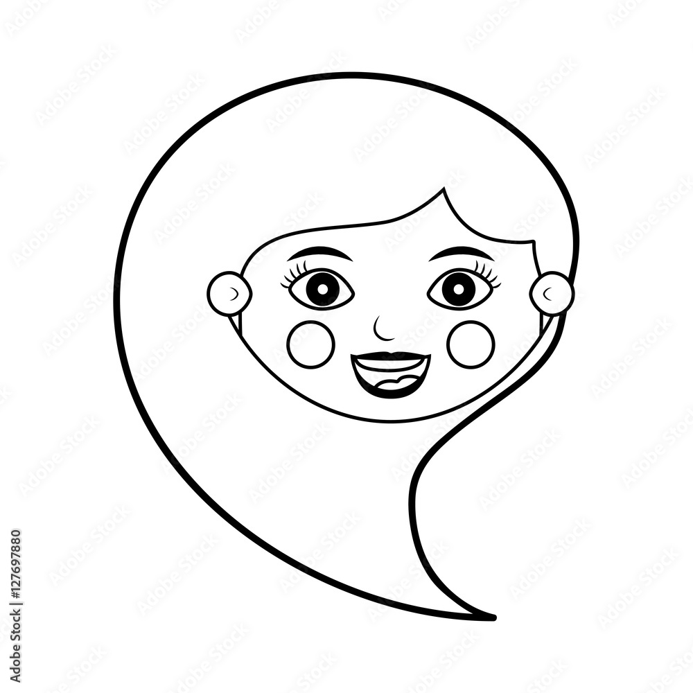 front face female silhouette with hair from side vector illustration front face female silhouette with hair from side vector illustration
