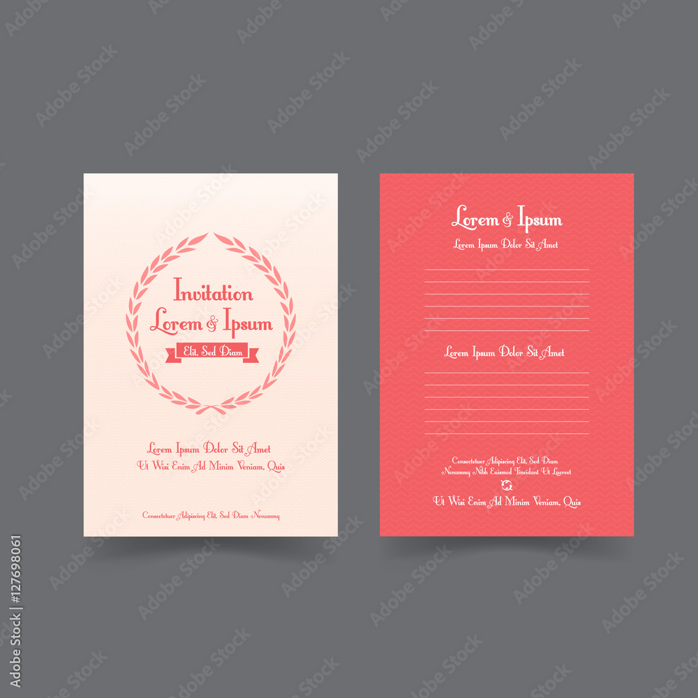 Invitation wedding card template with classic vintage element an