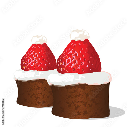 Strawberry chocolate cakes Vector