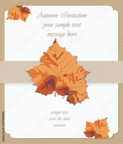 Autumn maple leaves card. Vector Invitation