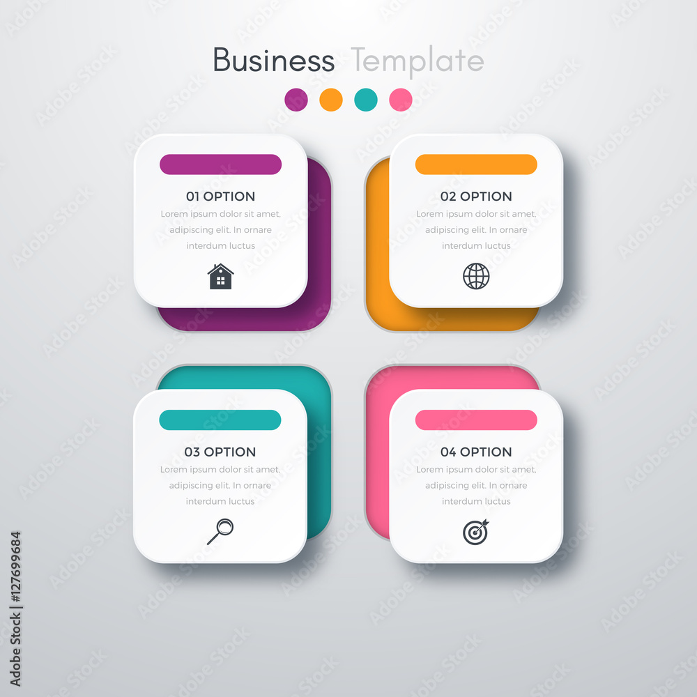 Vector illustration of four square infographics Vector illustration of four square infographics