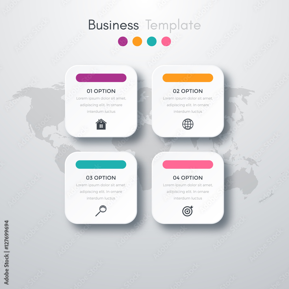Vector illustration of four square infographics Vector illustration of four square infographics