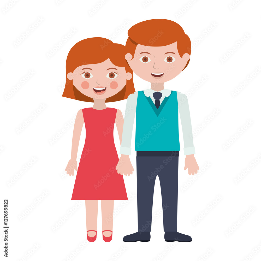 redhead couple with taken hands vector illustration