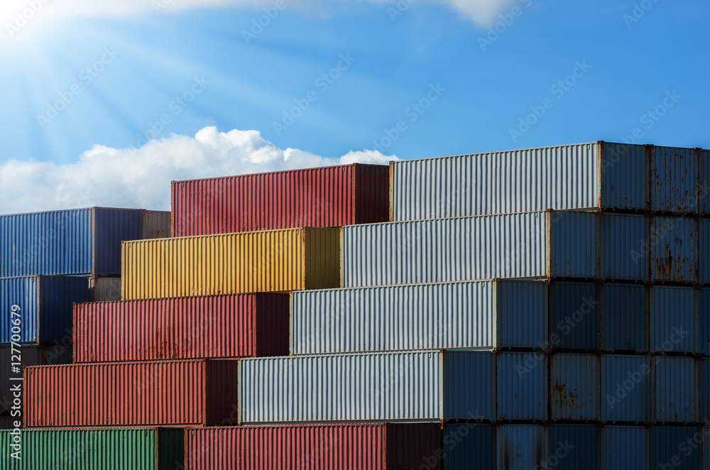 Fototapeta premium industrial port with containers.