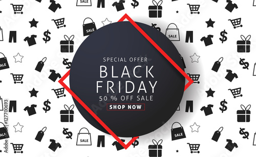 Black Friday sale inscription design template. Black Friday banner. Vector illustration