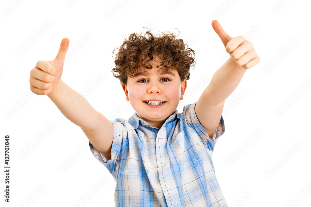 Boy showing OK sign isolated on white background Boy showing OK sign isolated on white background