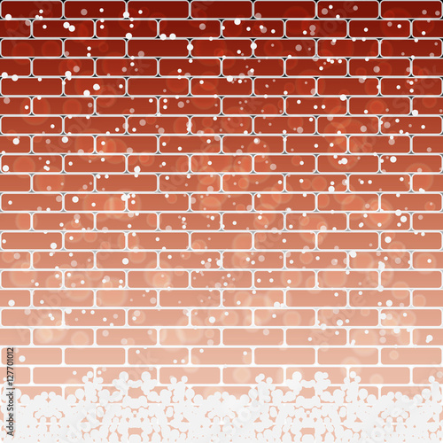 brick wall with snow. vector illustration