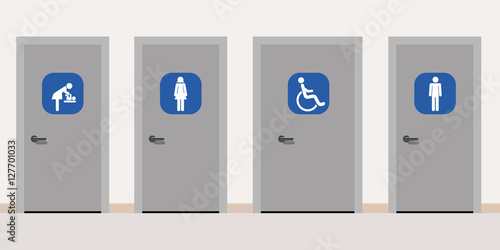 Panneaux - Toilettes - Sanitaires - Handicap Homme Femme - Nurserie