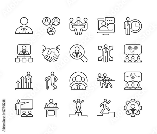 business people thin line icon set