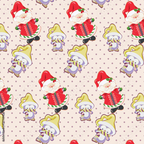 Santa Claus and penguins pattern