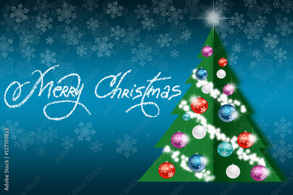 Christmas tree with toys on an abstract colored background Christmas tree with toys on an abstract colored background