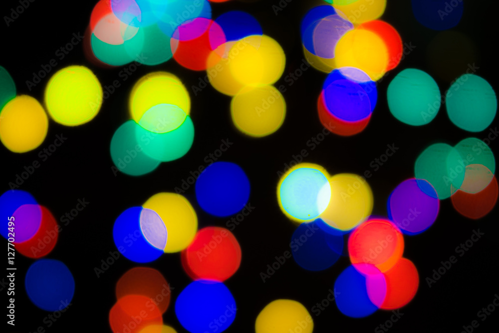 Abstract blurred garland lights.  Background for Christmas and New Year