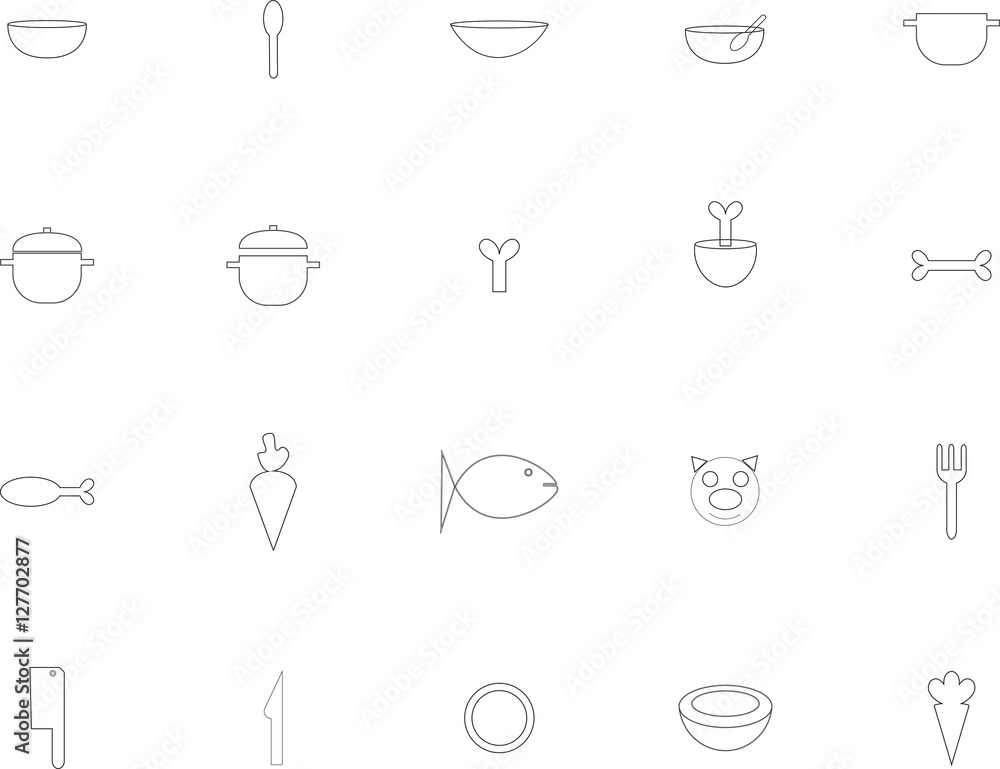 Various food and kitchen icons