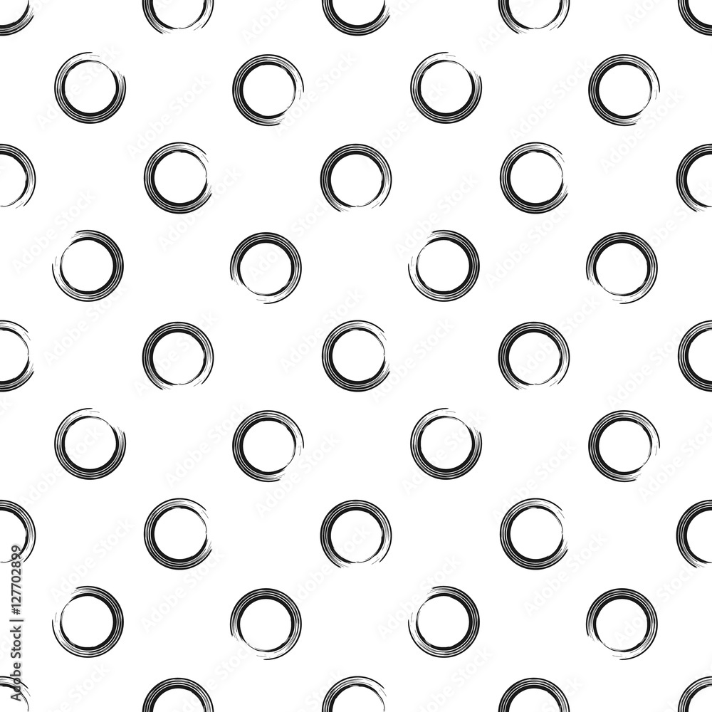 Abstract seamless pattern of grunge polka dots, hand painted background of black white grunge open circle, vector pattern round point for banner, flyer, card, invitation, wrapping, textile, web design